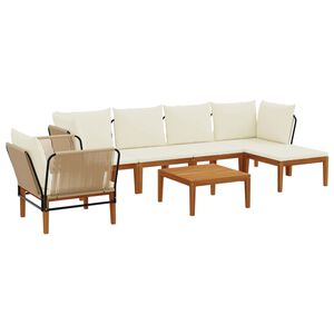 vidaXL 7 st Massief acaciahout & touw Naturel