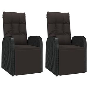 vidaXL Tuinstoelen 2 st verstelbaar met kussens poly rattan zwart