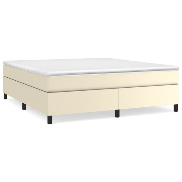 vidaXL Boxspring bed kunstleer cr&egrave;mekleurig 160x200 cm