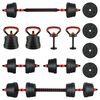 vidaXL 4-in-1 Halterset 30kg Zwart en Rood Cement en ijzeren zand