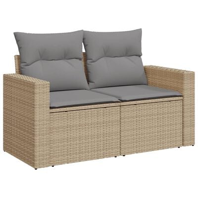 vidaXL 10-delige Loungeset met kussens poly rattan beige