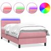 vidaXL Boxspring met matras en LED fluweel roze 100x210 cm
