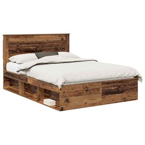 vidaXL Bedframe met hoofdeinde Oudhout 140 x 190 cm Massief grenenhout