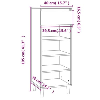 vidaXL Schoenenkast 40x36x105 cm bewerkt hout zwart