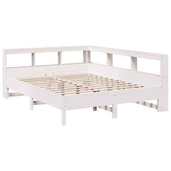 vidaXL Bed met boekenkast zonder matras grenenhout wit 150x200 cm