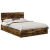 vidaXL Opslag bed met lade Gerookt eiken 160 x 200 cm Bewerkt hout