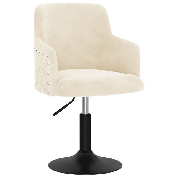 vidaXL Eetkamerstoel draaibaar fluweel cr&egrave;mekleurig