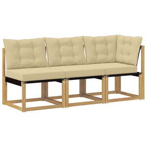 vidaXL Outdoor Midden- en Hoeksalon met kussen 3 Stuk Wit