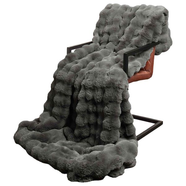 vidaXL Neppels Konijnenbont Deken Olite 4 pcs Donkergrijs 150 x 220 cm