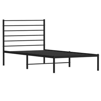 vidaXL Bedframe met hoofdbord metaal zwart 107x203 cm