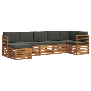 vidaXL Hoekbank Set 7 pcs Natuurlijk en Antraciet Massief Acaciahout
