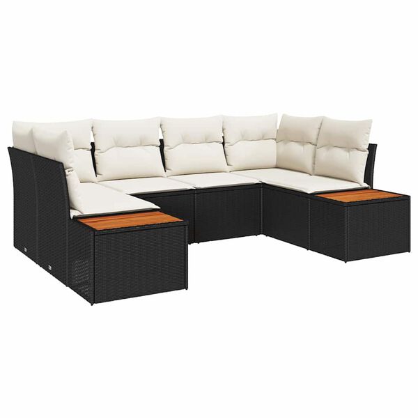 vidaXL Tuin Sofa Set met kussen 6 pcs Zwart poly rattan