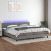 vidaXL Boxspring met matras en LED stof donkergrijs 200x200 cm