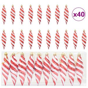 vidaXL Kerst Spiralvorm Bal 40 st Rood 3 x 11 cm Kunststof