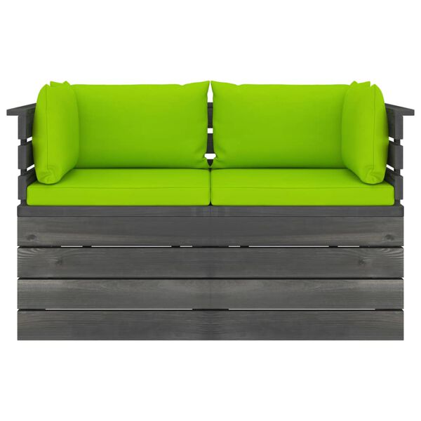 vidaXL Tuinbank 2-zits met kussens pallet massief grenenhout