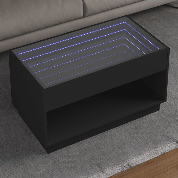 vidaXL Salontafel met Infinity LED 90x50x50 cm zwart