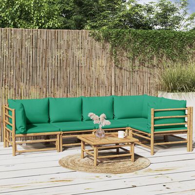 vidaXL 6-delige Loungeset met kussens bamboe groen