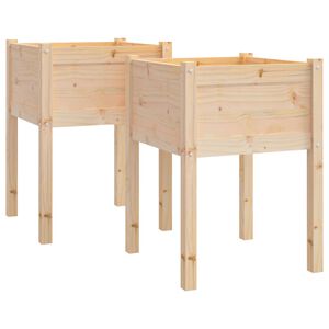 vidaXL Plantenbakken 2 st 50x50x70 cm massief grenenhout