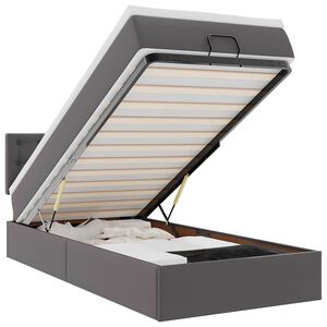 vidaXL Ottoman bed met matrassen en LED's 80x200 cm kunstleer grijs