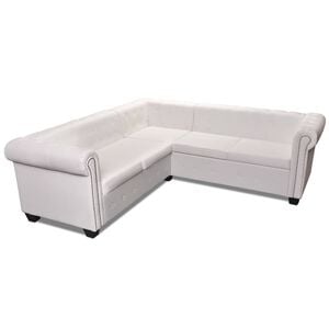 vidaXL Hoekbank 5-zits Chesterfield-stijl kunstleer wit
