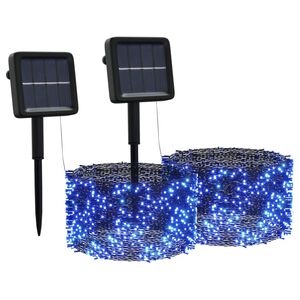 vidaXL Lichtsnoeren 2 st met 2x200 LED's solar binnen/buiten blauw
