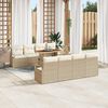 vidaXL Tuin Sofa Set met opslag 9 pcs Beige Poly riet