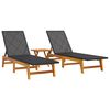 vidaXL 3-delige Loungeset poly rattan en massief acaciahout