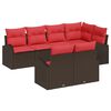 vidaXL Tuin Sofa Set 7 st Bruin en Rood poly rattan