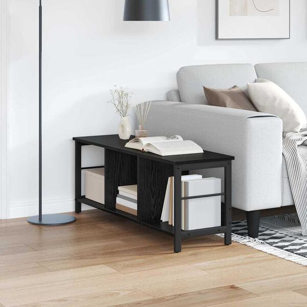 vidaXL Boekenkast Zwart Eiken 102 x 32 x 40,5 cm Bewerkt hout