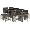 vidaXL 9-delige Tuinset met kussens poly rattan grijs