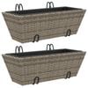 vidaXL Plantenbakken 2 st met haken poly rattan grijs