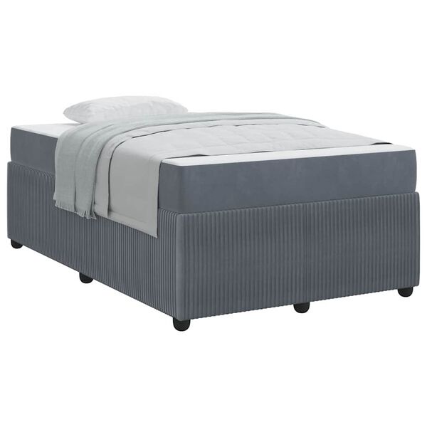 vidaXL Bedframe met matras met matras Donkergrijs 120 x 200 cm Fluweel