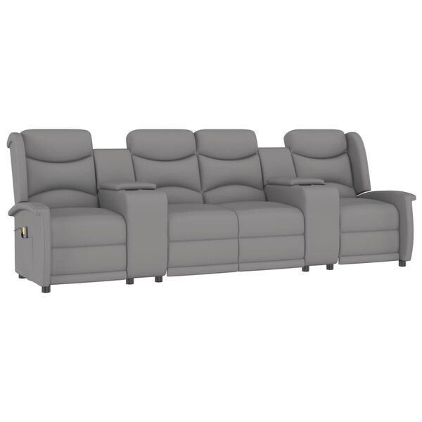 vidaXL Massagestoel 4-zits verstelbaar met bekerhouder lichtgrijs