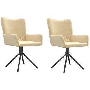 vidaXL Eetkamerstoelen draaibaar 2 st fluweel cr&egrave;mekleurig