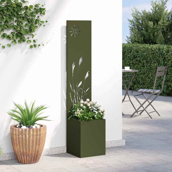 vidaXL Tuin Privacy Screen Olijfgroen 32 x 140 cm Koudgewalst staal
