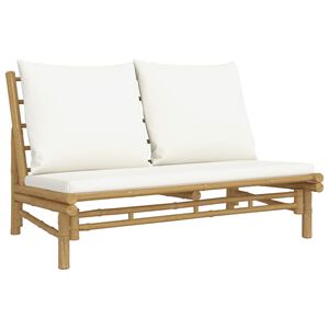 vidaXL Tuinbank met cr&egrave;mewitte kussens bamboe