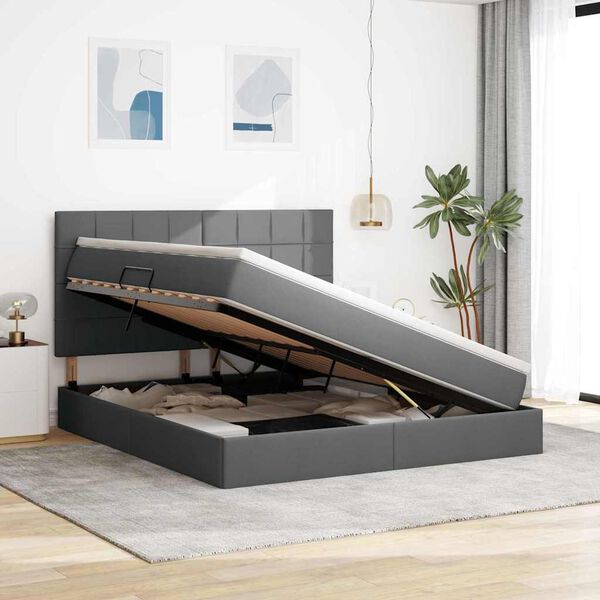 vidaXL Opslag bed met matras Donkergrijs 160 x 200 cm Polyester