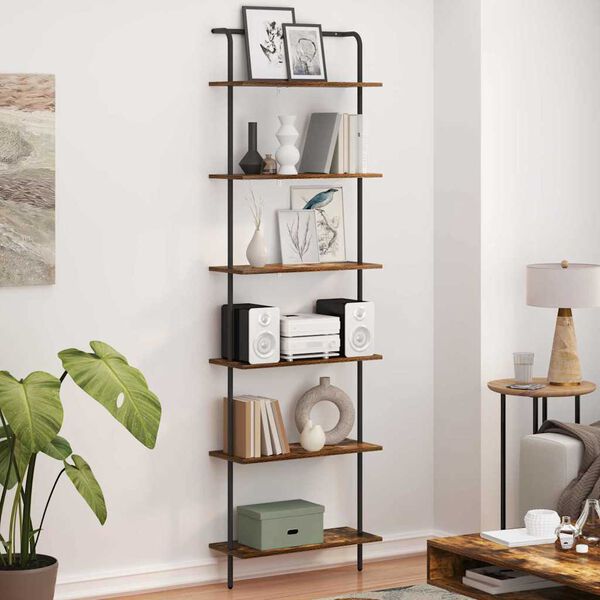 vidaXL Boekenkast Gerookt eiken 60 x 24 x 203 cm Bewerkt hout