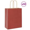 vidaXL Papieren zakken 50 st met hengsels 18x8x22 cm rood