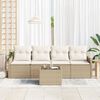 vidaXL Tuin Sofa Set 5 pcs Beige en Cr&egrave;me Poly rattan, staal en glas