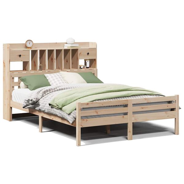 vidaXL Bed met boekenkast zonder matras massief grenenhout 160x200 cm