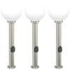 vidaXL Bolderverlichting met stopcontact 3 stuks 80 cm RVS IP44