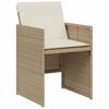 vidaXL 3-delige Bistroset met kussens poly rattan beige