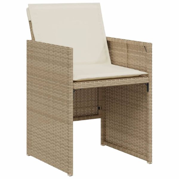 vidaXL 3-delige Bistroset met kussens poly rattan beige
