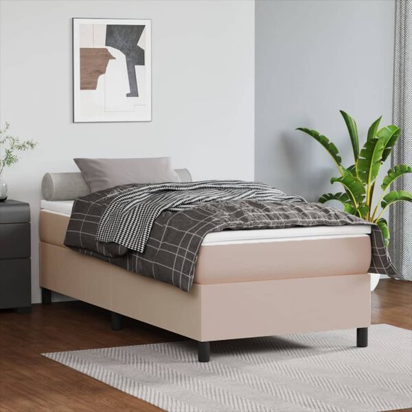 vidaXL Boxspring bed kunstleer cappuccinokleurig 90x200 cm