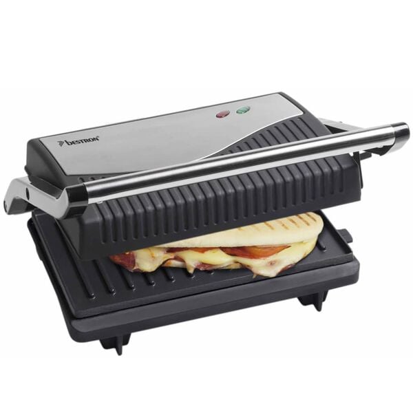 Bestron Panini grill 750 W zilver en zwart roestvrij staal APG150