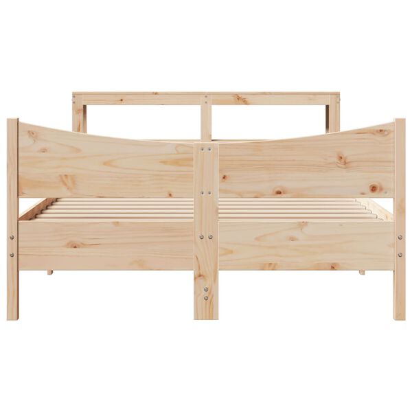 vidaXL Bedframe met hoofdbord massief grenenhout 135x190 cm