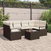 vidaXL Tuin Sofa Set 7 pcs Bruin en Cr&egrave;me Poly rattan, staal en glas