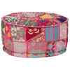 vidaXL Poef patchwork rond handgemaakt 40x20 cm katoen roze