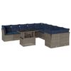vidaXL 11-delige tuinbankset met kussens, grijs polyrotan
